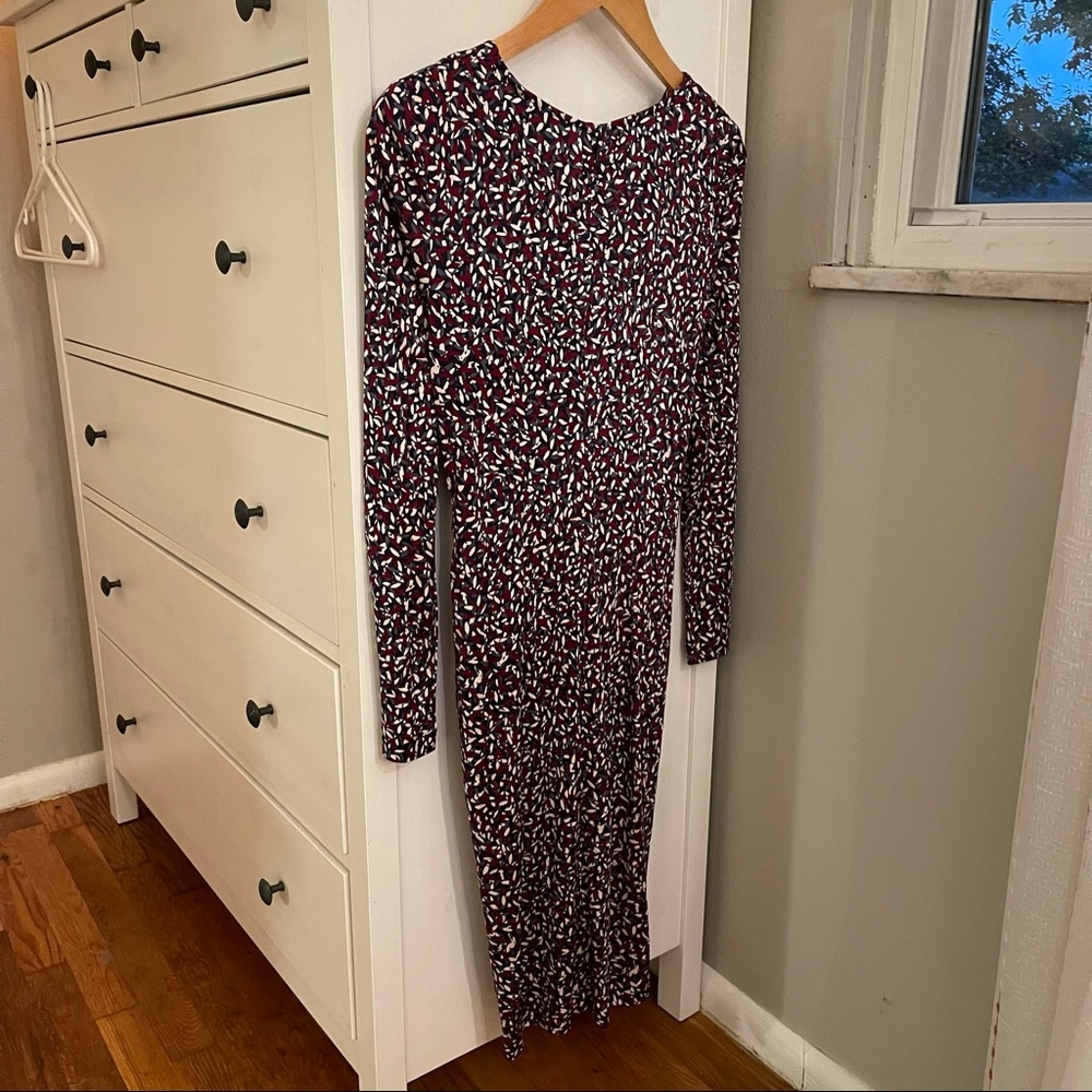 Tory Burch 100% Silk Long Sleeve Interlocking Twist Dress in Confetti - Picture 7 of 9